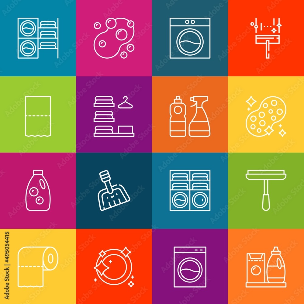 Poster modern thin line icons set of cleaner elements. premium quality outline symbol collection. simple mo