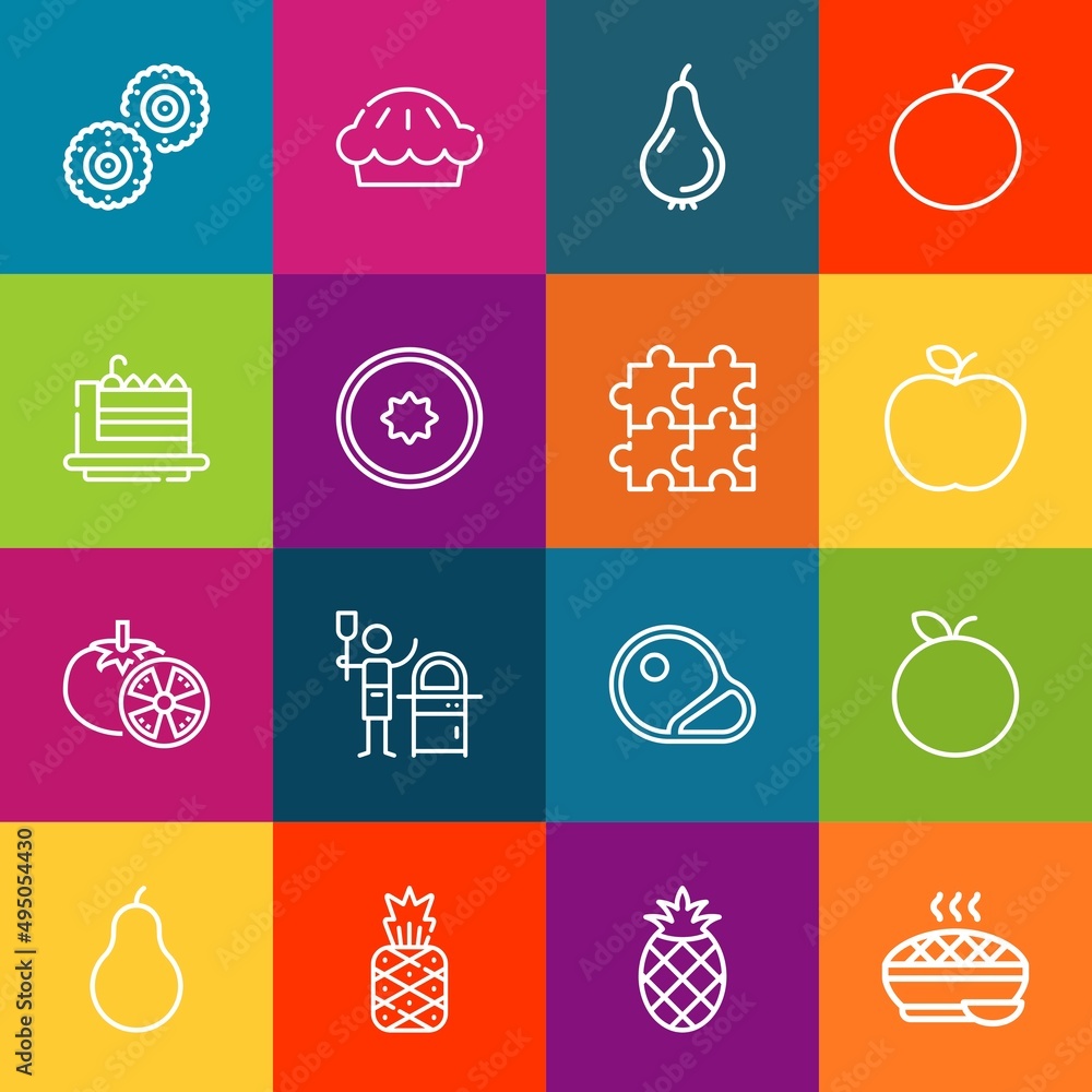 Poster modern thin line icons set of slice elements. premium quality outline symbol collection. simple mono
