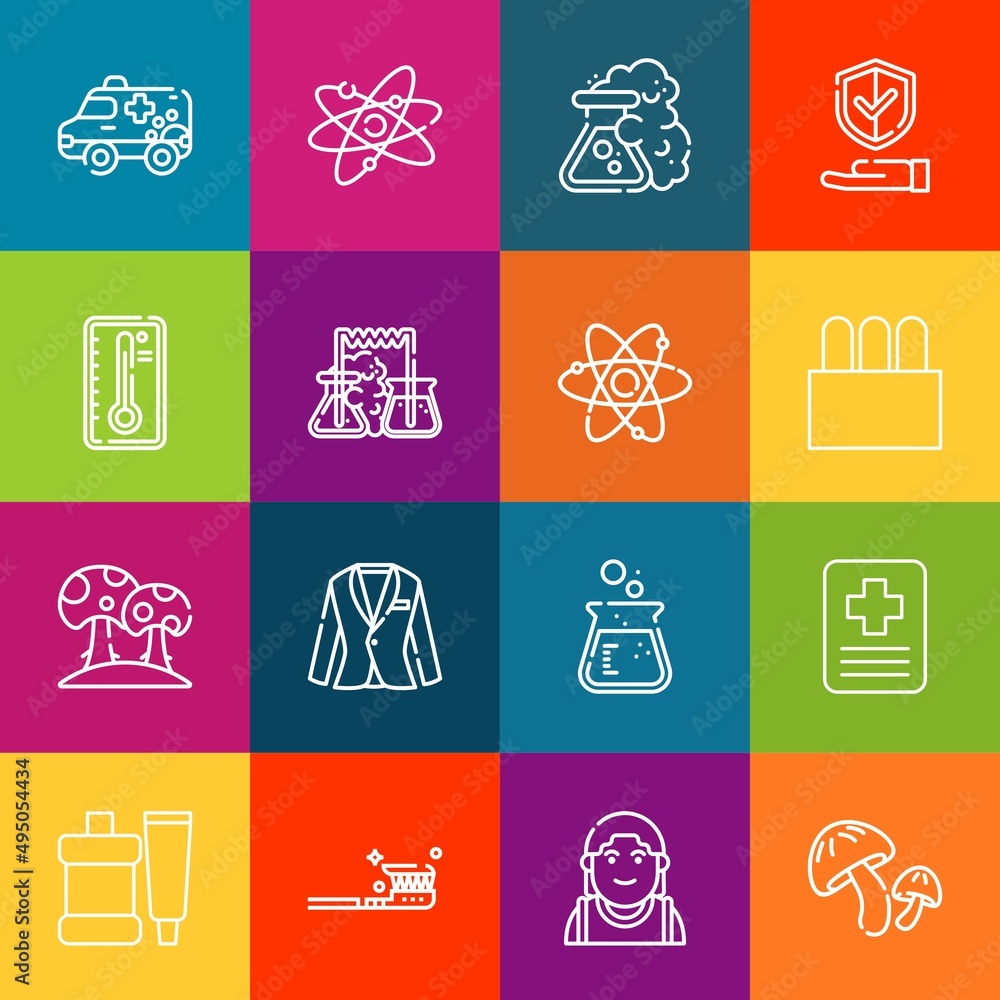 Poster modern thin line icons set of medicine elements. premium quality outline symbol collection. simple m