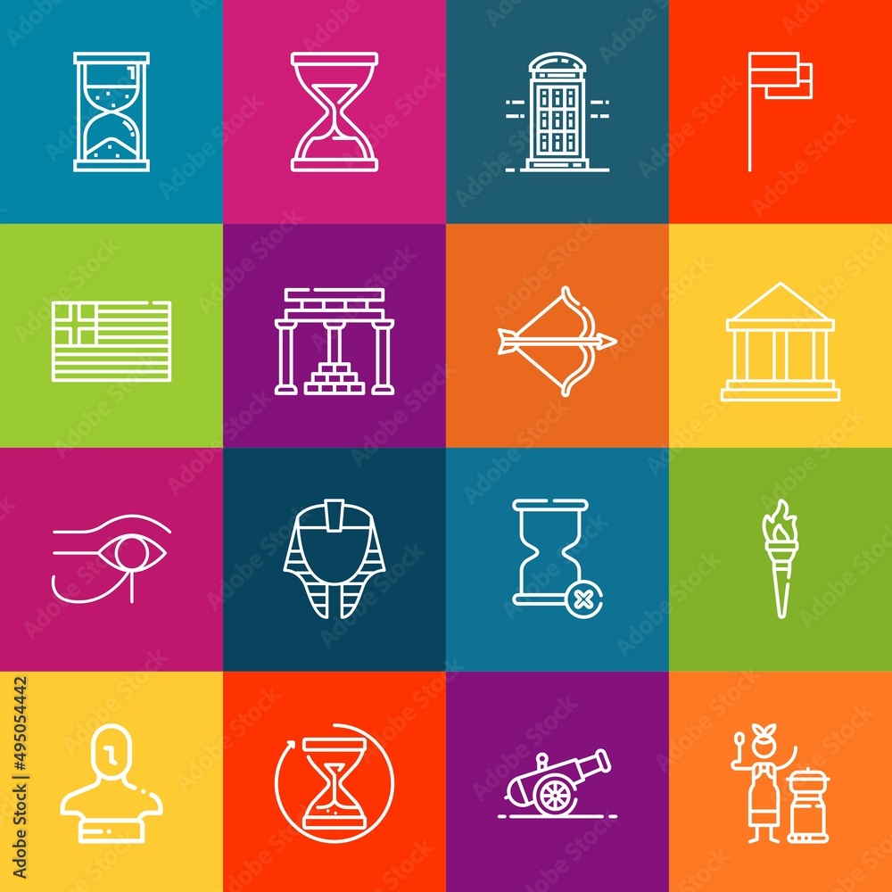 Poster modern thin line icons set of history elements. premium quality outline symbol collection. simple mo