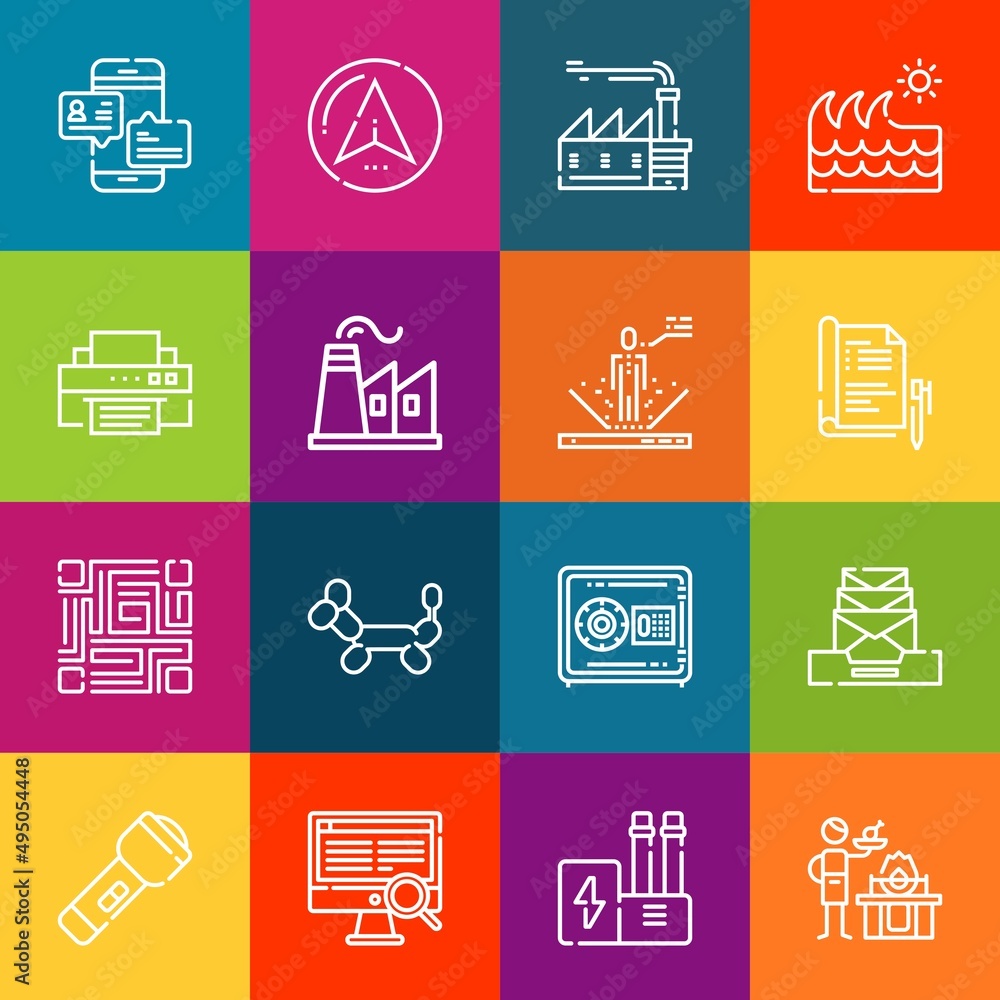 Poster modern thin line icons set of technology elements. premium quality outline symbol collection. simple