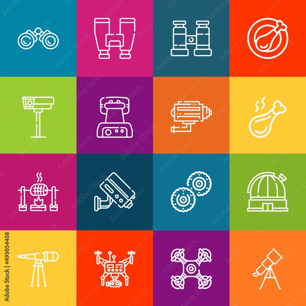 Poster modern thin line icons set of spy elements. premium quality outline symbol collection. simple mono l