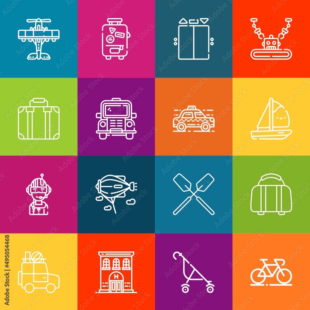 Aufkleber modern thin line icons set of transport elements. premium quality outline symbol collection. simple 