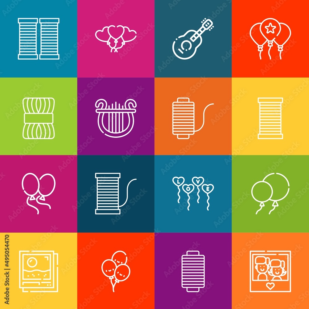Poster modern thin line icons set of string elements. premium quality outline symbol collection. simple mon