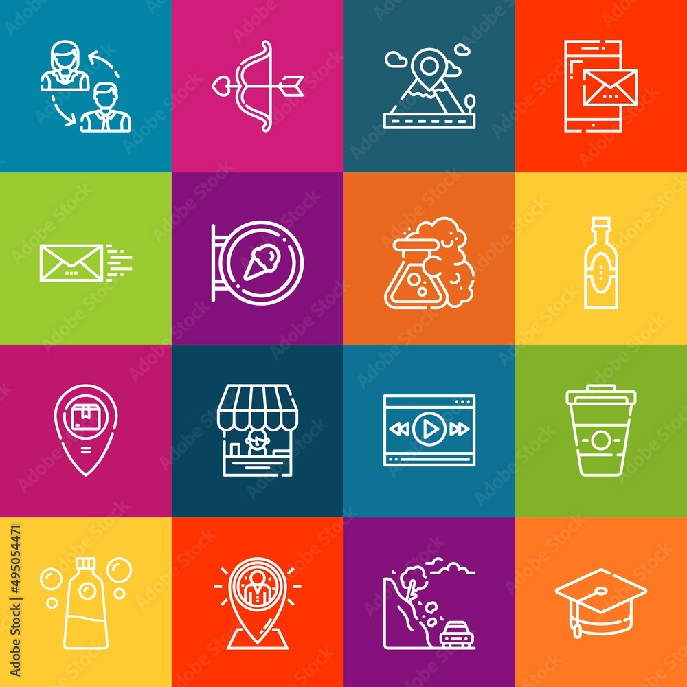 Poster modern thin line icons set of up elements. premium quality outline symbol collection. simple mono li