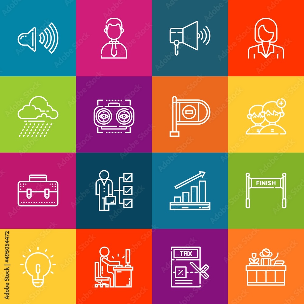 Poster modern thin line icons set of businessman elements. premium quality outline symbol collection. simpl