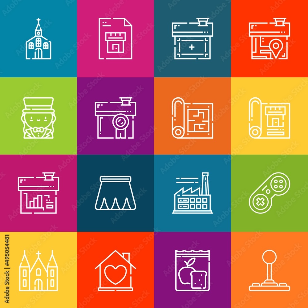 Poster modern thin line icons set of cad elements. premium quality outline symbol collection. simple mono l