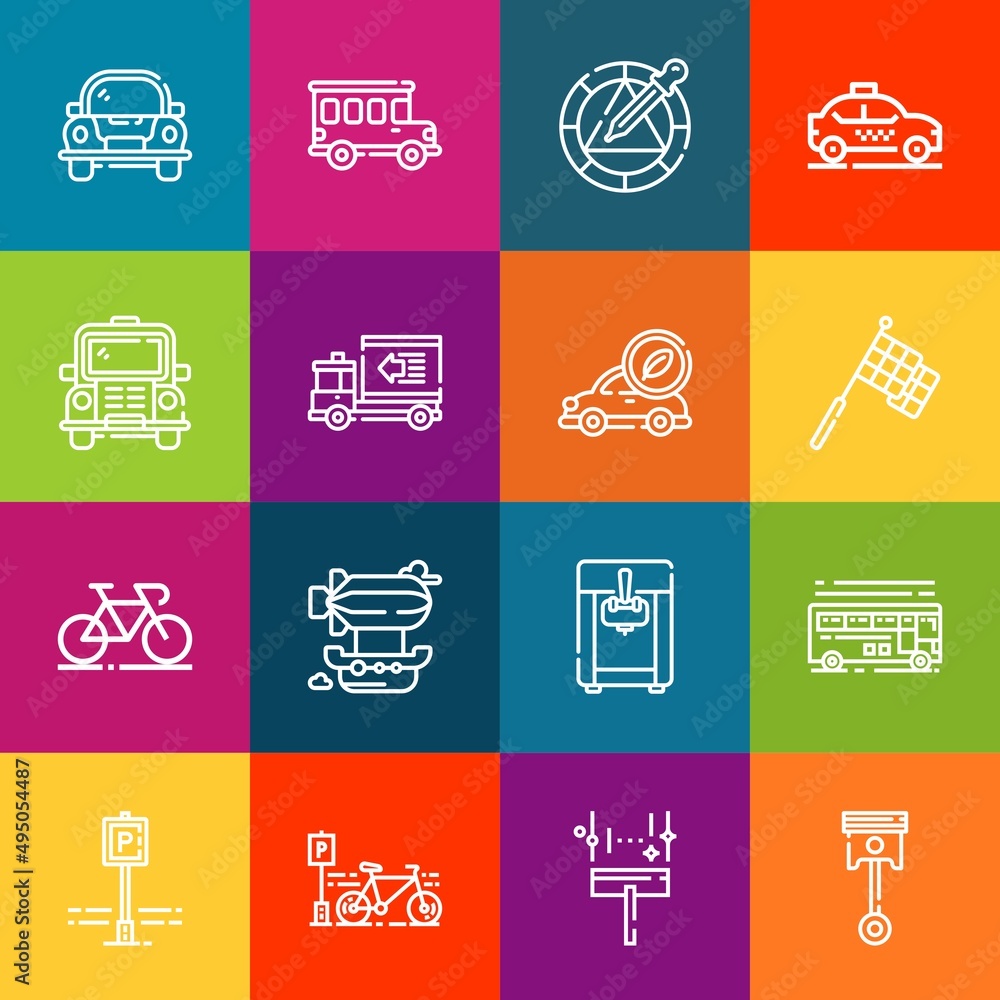 Poster modern thin line icons set of automobile elements. premium quality outline symbol collection. simple