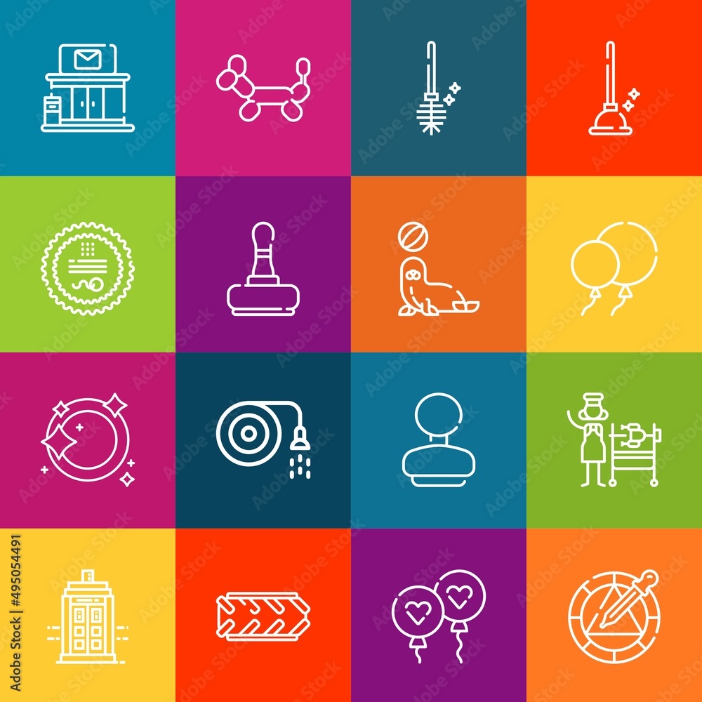 Poster modern thin line icons set of rubber elements. premium quality outline symbol collection. simple mon