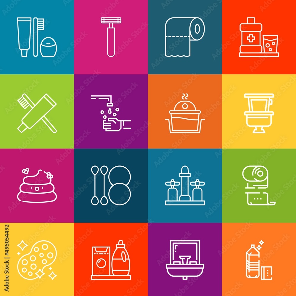 Aufkleber modern thin line icons set of bathroom elements. premium quality outline symbol collection. simple m