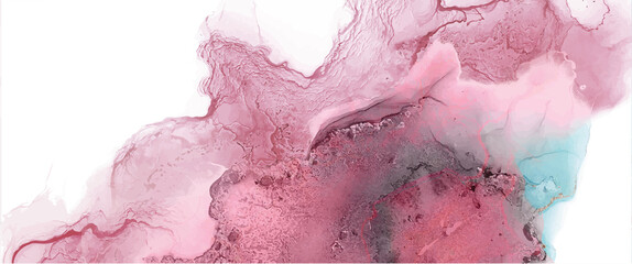 Fototapeta Alcohol ink texture. Abstract hand painted pink background. obraz