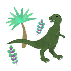 Illustration of a cute dinosaur scene 01