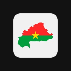 Burkina Faso map silhouette with flag on white background