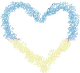 青色　黄色　ハート　フレーム