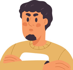 Serious or Angry Man Avatar Cartoon Illustration