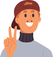 Obraz premium Happy Young Man Avatar Cartoon Illustration