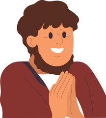 Happy Bearded Man Avatar Cartoon Illustration