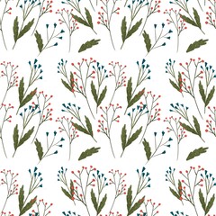 seamless pattern with red and blue berries 