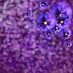 Fototapeta na wymiar Violet delicate flowers. Frame, background, card, invitation, clip art, border.
