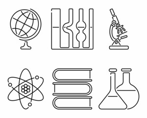 Education thin line vector icons set, black and white set