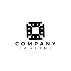 abstract tech pixel logo simple flat 