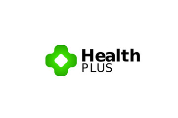 abstract Green Health Plus Hospital tech logo simple flat 
