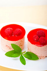 fresh raspberry cake mousse dessert