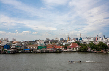 Obraz premium Chao Phraya River include long tail boat, is the major river in Thailand