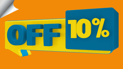 3D Tag OFF, Label with percentage 10%, 3d rendering, Special Offer 10% Discount Tag, Special Offer Label.51