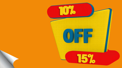 3D Tag OFF, Label with percentage 10%, 3d rendering, Special Offer 10% Discount Tag, Special Offer Label.51