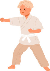 Boy Practicing Karate Cartoon Illustration © Good Studio