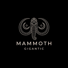 Mammoth with line style logo icon design template flat vector