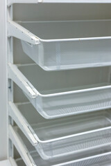 White Mesh Metal Shelves for Closet Storage