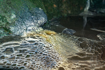 interior of a natural cave with amazing speleothems