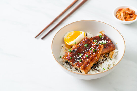 eel rice bowl or unagi rice bowl