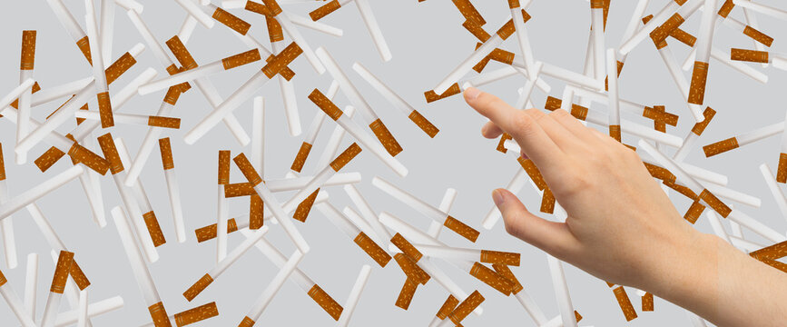 Close up smoking cigarettes texture background