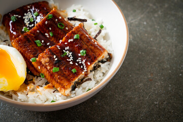 eel rice bowl or unagi rice bowl