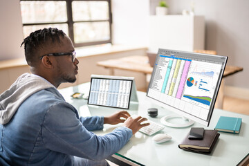 African American Auditor Using Electronic Spreadsheet