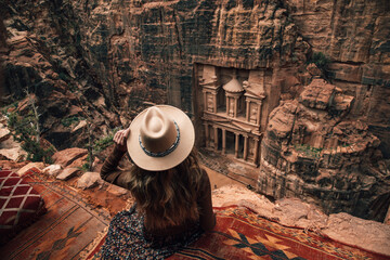 Girl at the Wonder of the World in Petra Jordan