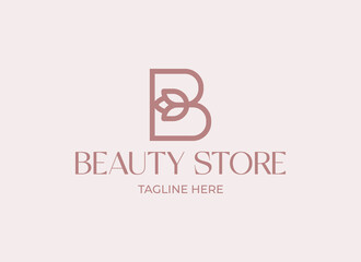 B letter logo design with rose vector illustration. Creative and elegant icon with letter B