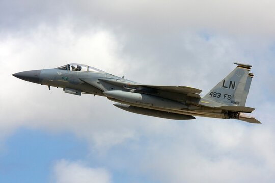Luqa, Malta September 28, 2009: US Air Force McDonnell Douglas F-15C Eagle departing Malta after participating in the Malta International Airshow the previous 2 days..