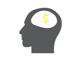 Human head with Dollar symbol  icon sign design vector icon