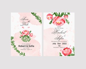 Naklejka premium wedding invitations in watercolor style, with watercolor flowers
