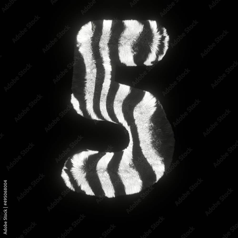 Poster fluffy zebra font number 5