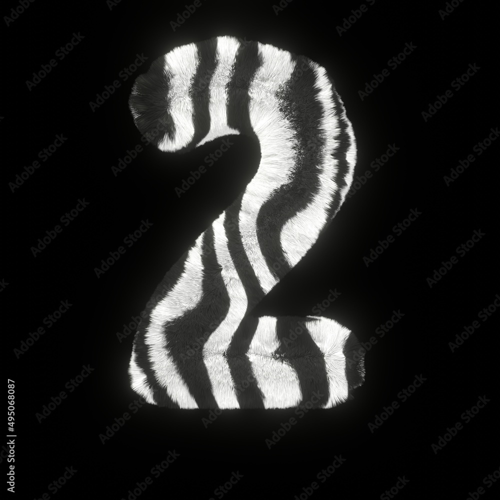 Poster fluffy zebra font number 2