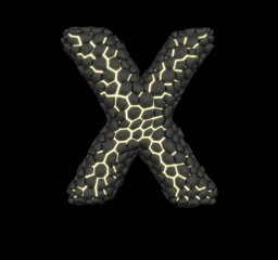 Glowing Breaking Stones Font Letter X