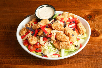 Salad with fried chicken