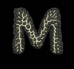 Glowing Breaking Stones Font Letter M