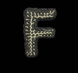 Glowing Breaking Stones Font Letter F