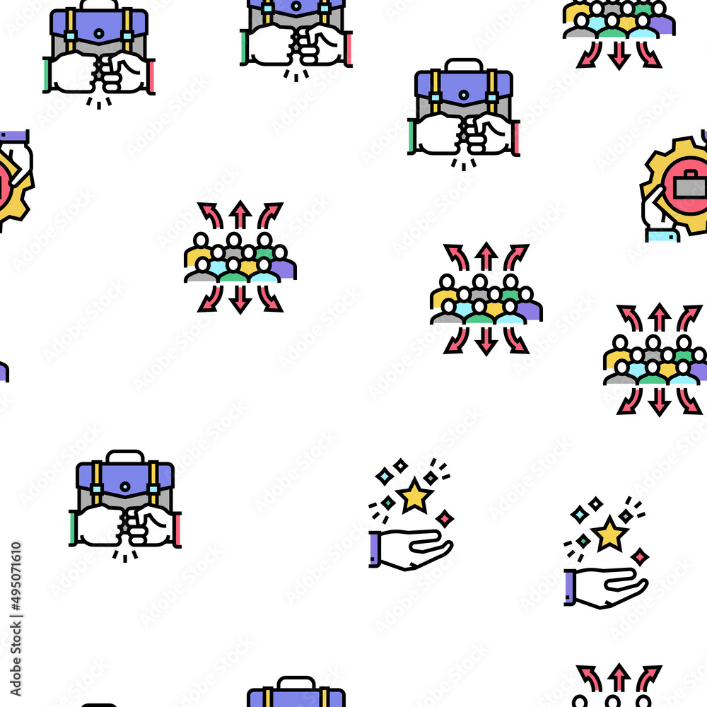 Aufkleber solution business problem task vector seamless pattern thin line illustration